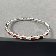 Bulgari snake bone bracelet stone inlay silver  - 3