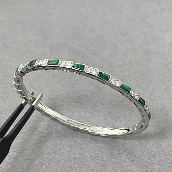 Bulgari snake bone bracelet silver and peacock green