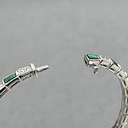 Bulgari snake bone bracelet silver and peacock green - 6