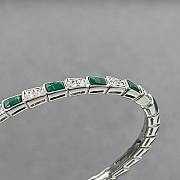 Bulgari snake bone bracelet silver and peacock green - 5