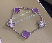 Van Cleef & Arpels VCA Laser-Engraved Violet Five-Flower Bracelet - 1