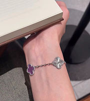 Van Cleef & Arpels VCA Laser-Engraved Violet Five-Flower Bracelet - 5