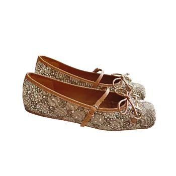 Women's GG crystal Gucci Horsebit ballet flat 