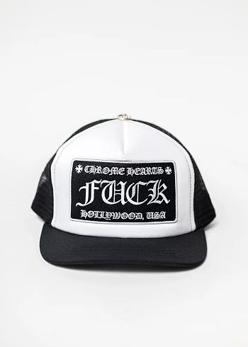 Chrome Hearts FUCK Hollywood Trucker Hat Black/White