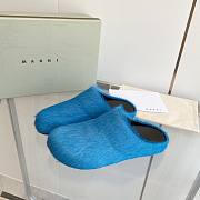 Marni Long Hair Calfskin Fussbett Sabot Mule Mineral Blue SBMR000600P412200B46 - 6