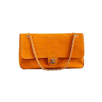 Spring/Summer 2026 yellow suede Chanel Classic Flap bag 18x33x8 cm