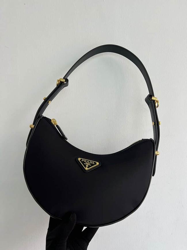 Prada Women's Black Logo-plaque Shoulder Bag 18.5x22.5x6cm - 1