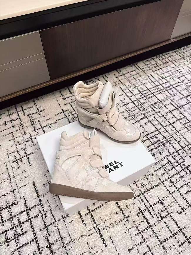 Isabel Marant Bekett Leather Wedge Sneakers Ecru (Women's) BK0010FA-A1E19S-23EC - 1