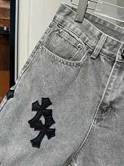 Chrome Heart Jeans Grey with Black cross patch - 5