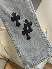 Chrome Heart Jeans Grey with Black cross patch - 2