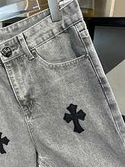 Chrome Heart Jeans Grey with Black cross patch - 4
