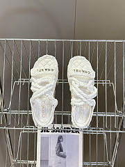 Chanel Dad sandals in white quilted leather and rope - 4