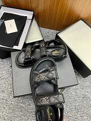 Chanel CC Quilted Dad Sandals in Black (Silver Hardware) - 2