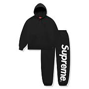 Supreme Satin Applique Hooded Sweatshirt & Sweatpant Set Black - 5