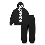 Supreme Satin Applique Hooded Sweatshirt & Sweatpant Set Black - 2