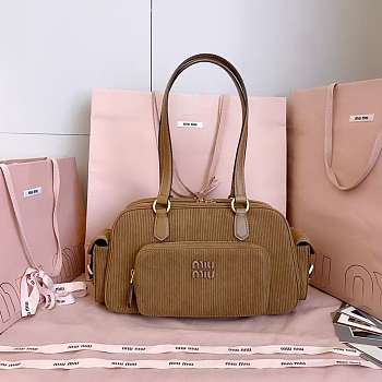 Miu Miu Pocket Shoulder Bag in brown corduroy 32x19x14 cm
