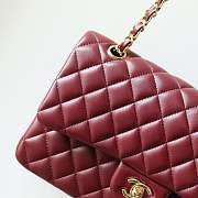 Chanel Medium Classic Double Flap Bag Wine Red Lambskin Gold Hardware 25cm - 3