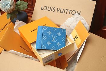 Louis Vuitton Multiple Wallet Blue 11.5 x 9.0 x 1.5 cm