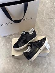 Women's Super-Star in black nappa with black star and glitter heel tab - 5