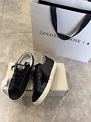 Women's Super-Star in black nappa with black star and glitter heel tab - 2