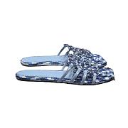 Loewe Petal Anagram slide in embroidered canvas Baby Blue  - 1