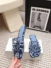 Loewe Petal Anagram slide in embroidered canvas Baby Blue  - 6