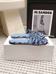Loewe Petal Anagram slide in embroidered canvas Baby Blue  - 5