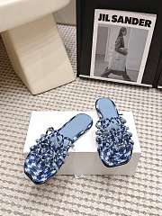 Loewe Petal Anagram slide in embroidered canvas Baby Blue  - 4