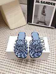 Loewe Petal Anagram slide in embroidered canvas Baby Blue  - 3