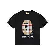 BAPE A Bathing Ape Check by Bathing Tee Black/Beige - 1