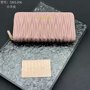Miu Miu Matelassé Nappa Leather Zip Around Wallet 20x10 cm