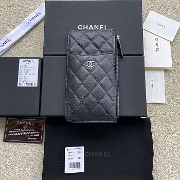 Chanel Classic Flat Wallet Pouch Quilted Caviar Gold-tone Black 19.5*10*3cm