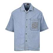 LOEWE x Paula's Ibiza Denim Anagram Short-Sleeve Shirt - 4