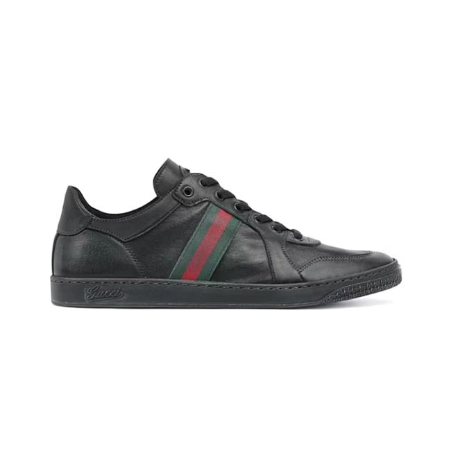 Gucci Stretch Low-Top Sneaker Black Leather 865441 AAGFF 1048 - 1