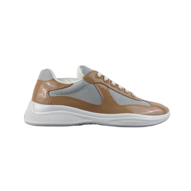 Prada America's Cup Logo Patch Patent Beige Sneaker - 1