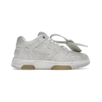 OFF-WHITE Out Of Office OOO Low Tops Vintage Suede Destressed White  OMIA189F22LEA0120101