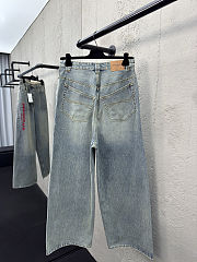 Balenciaga Red Embroidered Denim Pants - 5