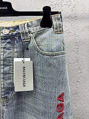 Balenciaga Red Embroidered Denim Pants - 4