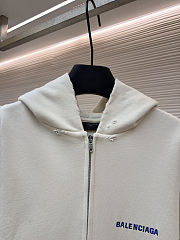 Balenciaga Letter Embroidery Hooded Zip-Up Sweatshirt - 4