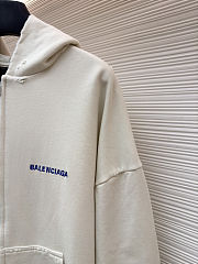 Balenciaga Letter Embroidery Hooded Zip-Up Sweatshirt - 2