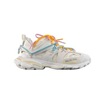 Balenciaga Track Trail Laces Sneaker in white, orange, blue and pink polyurethane, polyester and polyamide 800590WTRHK9745