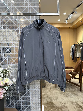Balenciaga Logo Print Topstitched Sports Jacket