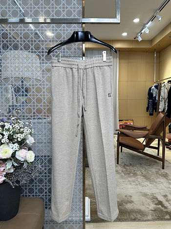 FENDI Embroidered F-Shaped Drawstring Straight-Leg Casual Pants off-white