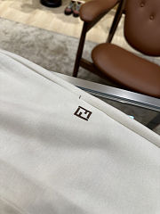 FENDI Embroidered F-Shaped Drawstring Straight-Leg Casual Pants off-white apricot - 5