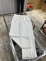 FENDI Embroidered F-Shaped Drawstring Straight-Leg Casual Pants off-white apricot - 4