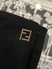 FENDI Embroidered F-Shaped Drawstring Straight-Leg Casual Pants off-white black - 5