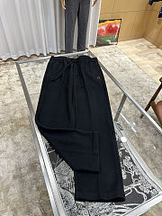 FENDI Embroidered F-Shaped Drawstring Straight-Leg Casual Pants off-white black - 3