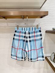  Burberry Silk Twill Check Shorts Pale Blue - 1