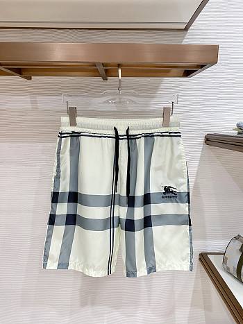 Burberry Check Silk Twill Shorts Cream