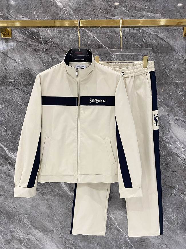 Saint Laurent Cotton Canvas Tracksuit Beige - 1